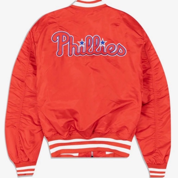 Alpha Industries X Philadelphia Phillies MA-1 Bomber Jacket Red Deadstock NWT - Picture 3 of 7